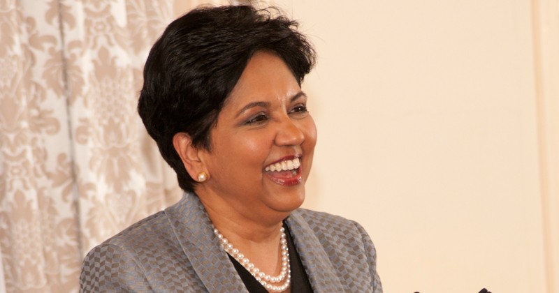 Indra Nooyi, the first woman to serve as chief executive of PepsiCo, speaks at a 2011 anniversary celebration for UD’s John L. Weinberg Center for Corporate Governance. She will visit UD again on March 20 for the 2019 conference.