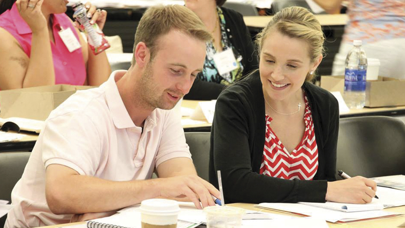 Graduate students working together.