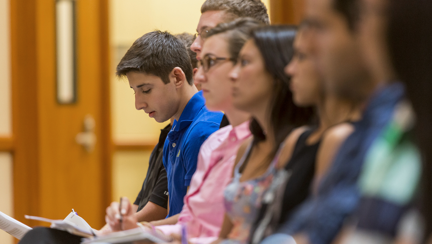 Students attending a lecture.