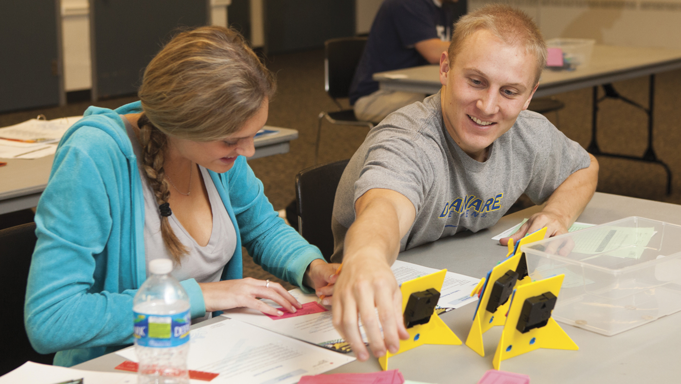 Two students working on a project.