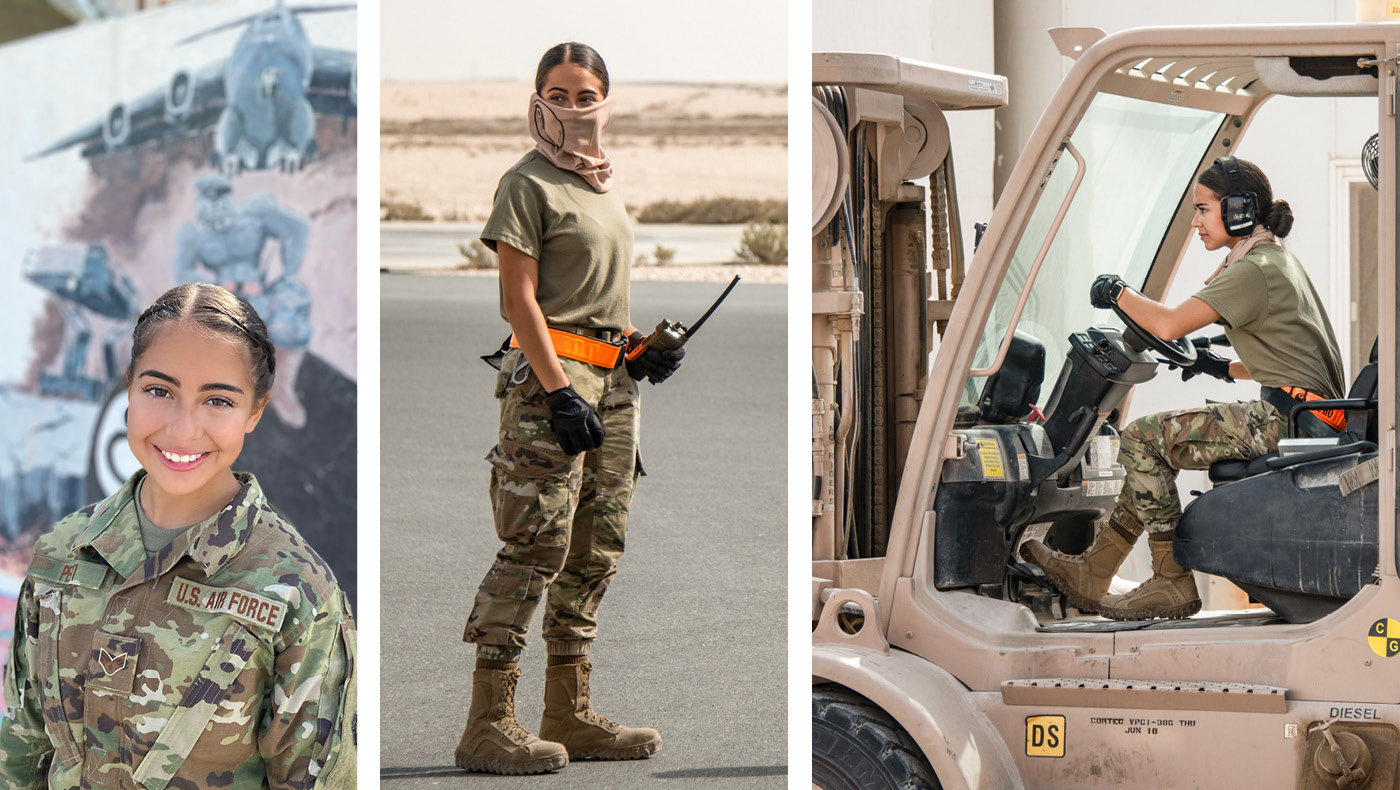 photos of Miranda Petti at Al Udeied Air Base in Doha, Qatar