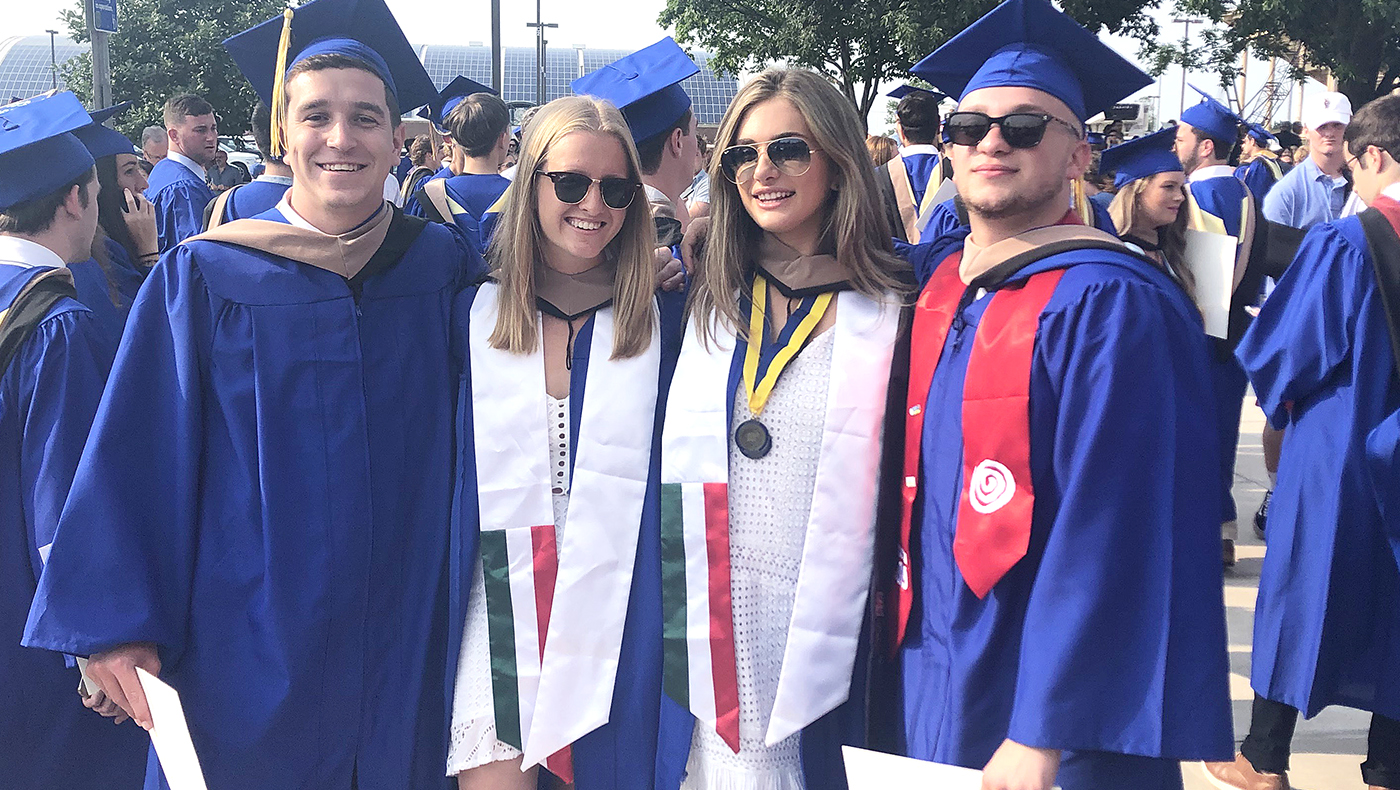 Four members of the MIS student team at Lerner Convocation. From left to right: Matthew Steiger, Nicole Nilsen, Kaitlyn McConeghy, Jack Avezzano