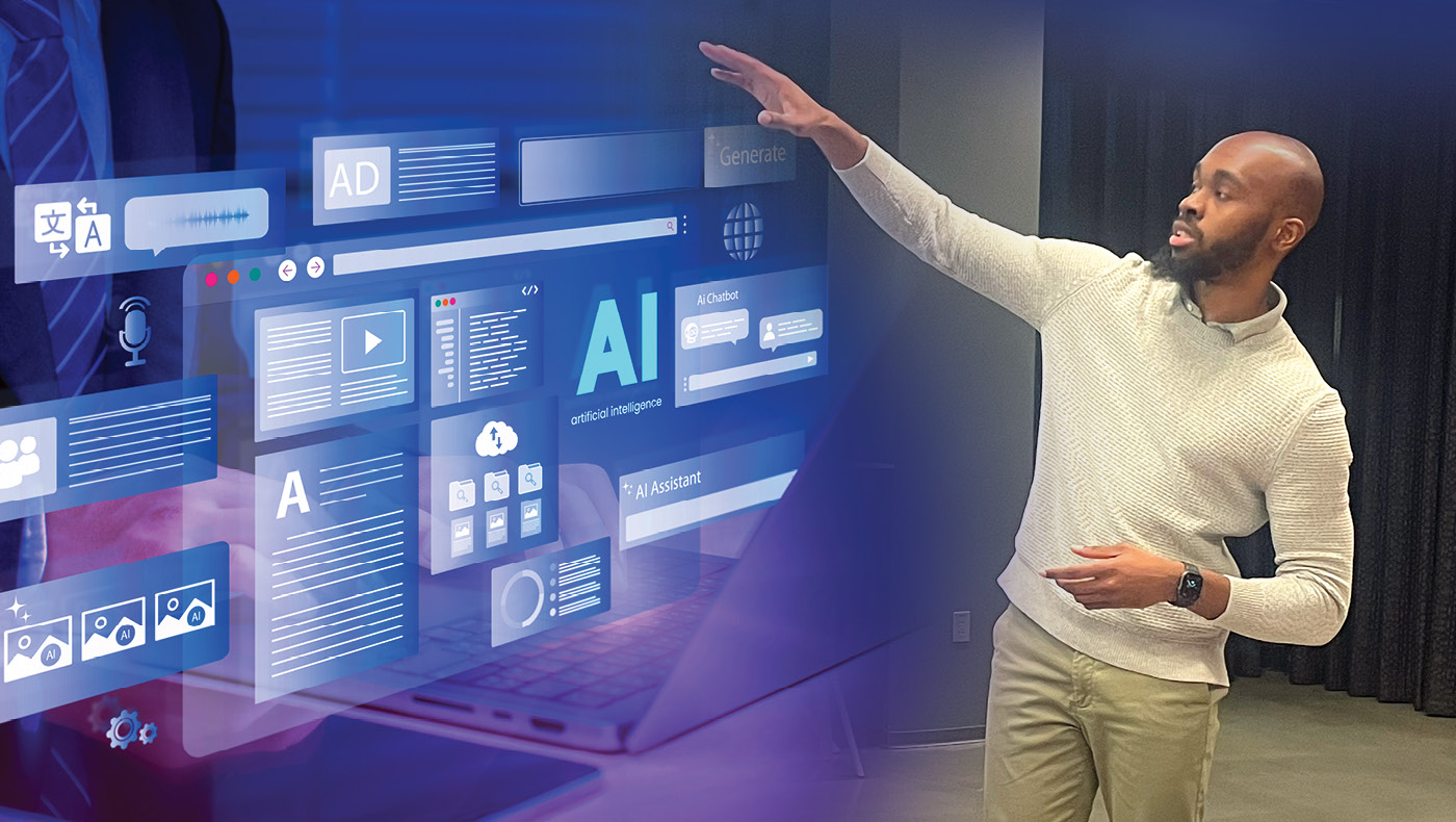 Charles Walker presents his website at the AI Boot Camp