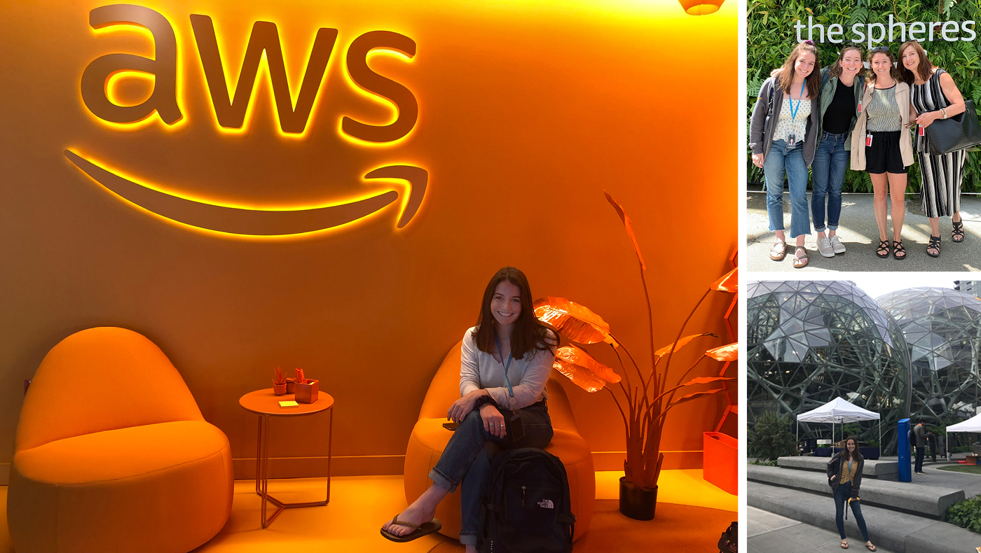 Compilation of images of Annie Stohler's internship at Amazon