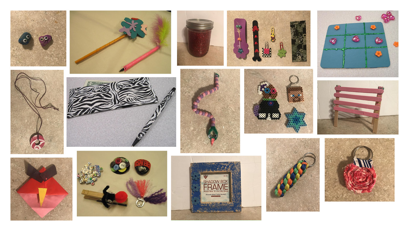 Pictures of products created by students who participated in CEEE's Mini-Society.