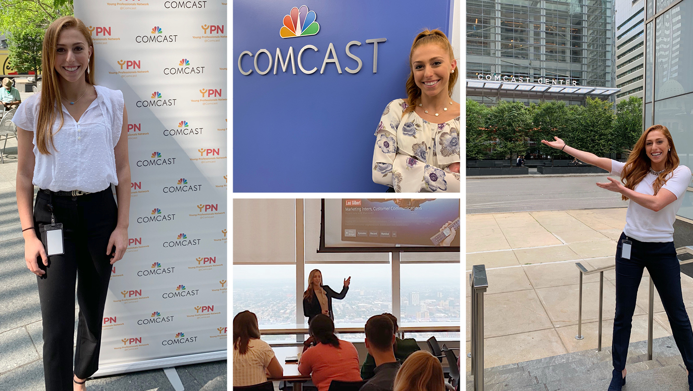 Collage of photos from Lexi Gilbert's internship at Comcast.