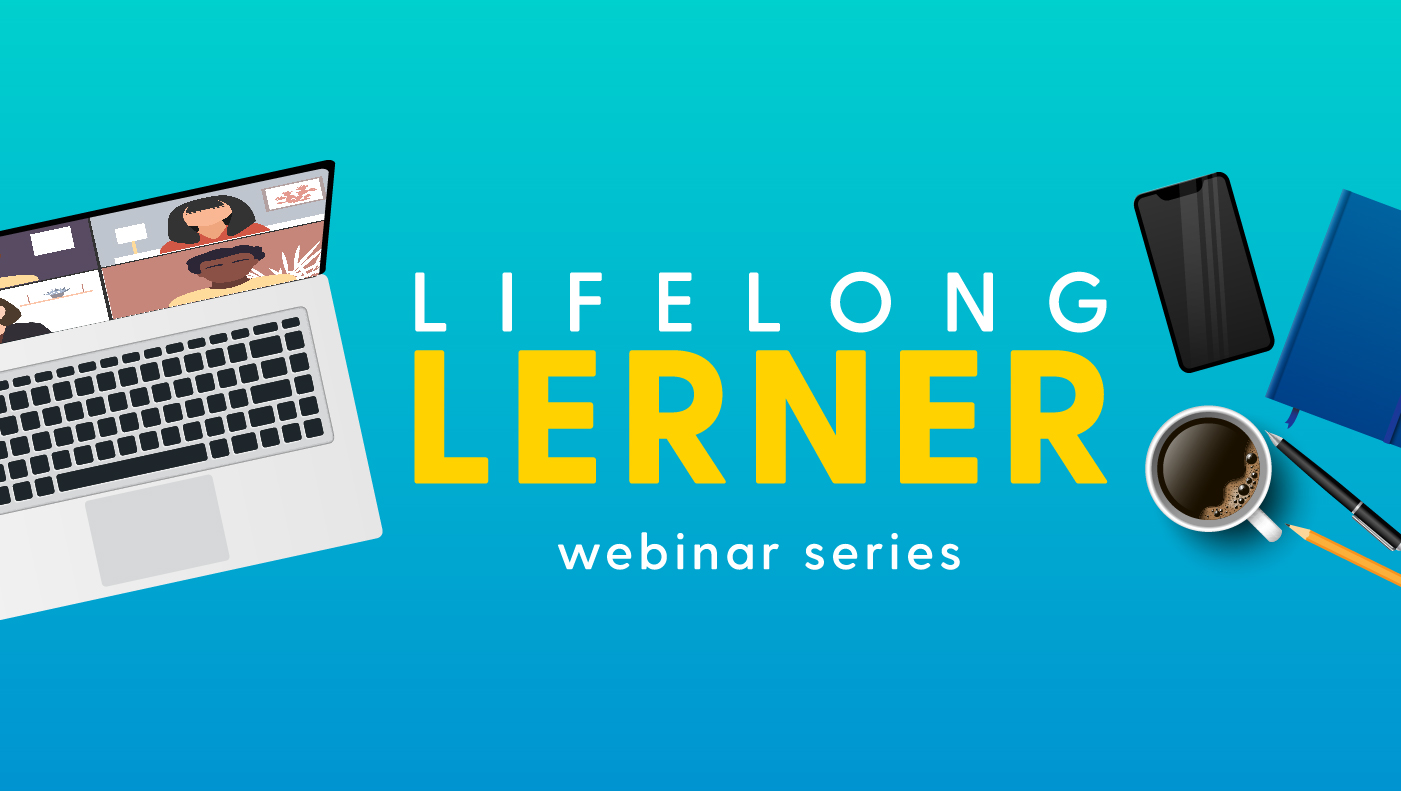 Lifelong Lerner webinar series with a laptop