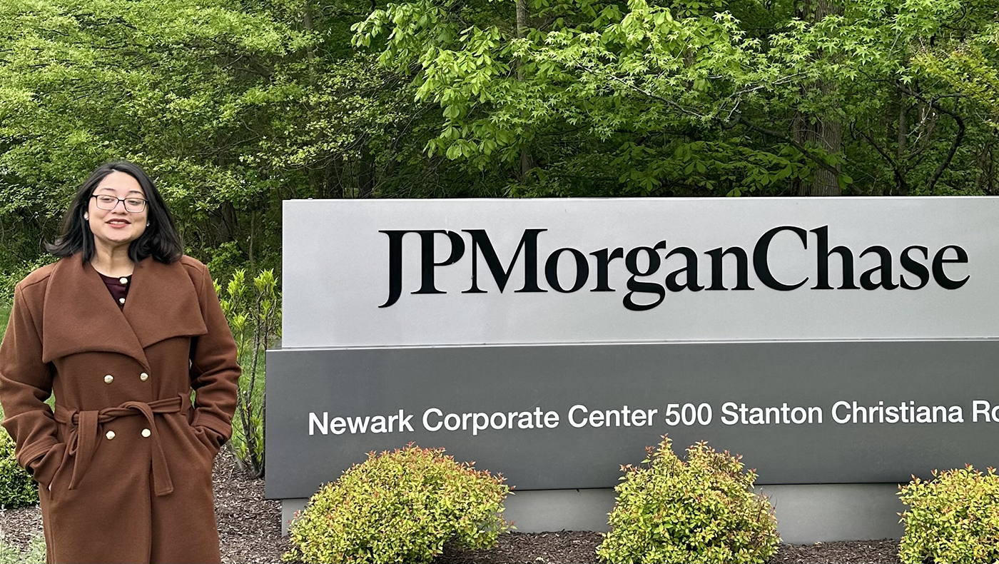 Nabila Mahbub Briste photo outside JPMorgan Chase