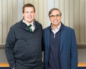 Pictured (l to r) Daniel Miller, Class of 2023, economics and finance double major and Jim Mazarakis, chief operating officer at OnSystem Logic.