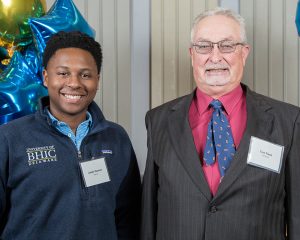 Pictured (l to r) Josiah Hanson, Class of 2023, finance major and Tom Fleck, adjunct faculty at the University of Delaware.