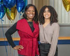 Pictured (l to r) Andi Williams, vice president Barclays and Lauren Brooks, Class of 2023, marketing major.