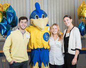 Pictured (l to r) Alex Lambros, Class of 2024, financial planning and wealth management major, YoUDee, Ella Kolln, Class of 2023, marketing and operations management double major and Linda Farquhar, founder and CEO of entreDonovan and entreDonovan Wholesale.