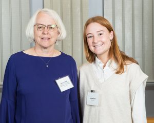 Pictured (l to r) Carolyn Diehl, retired VP of tax compliance at Fidelity Investments and Amelia Rank, Class of 2024, accounting and management information systems double major.